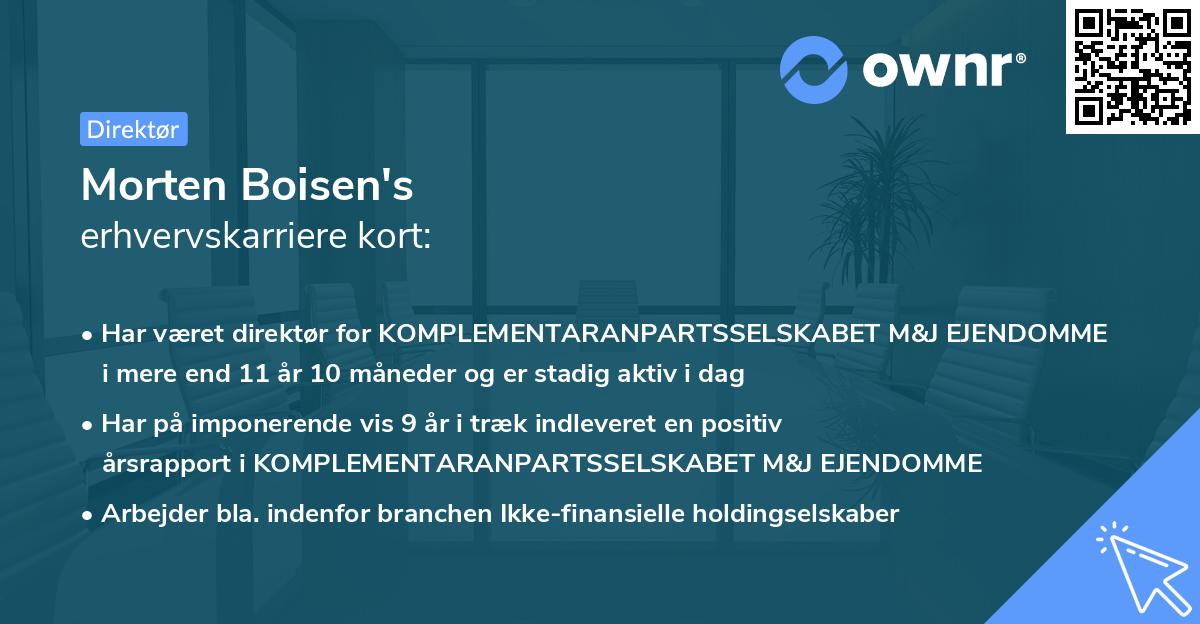 Morten Boisen's erhvervskarriere kort