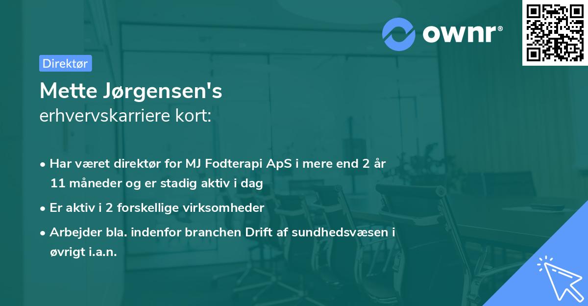 Mette Jørgensen's erhvervskarriere kort