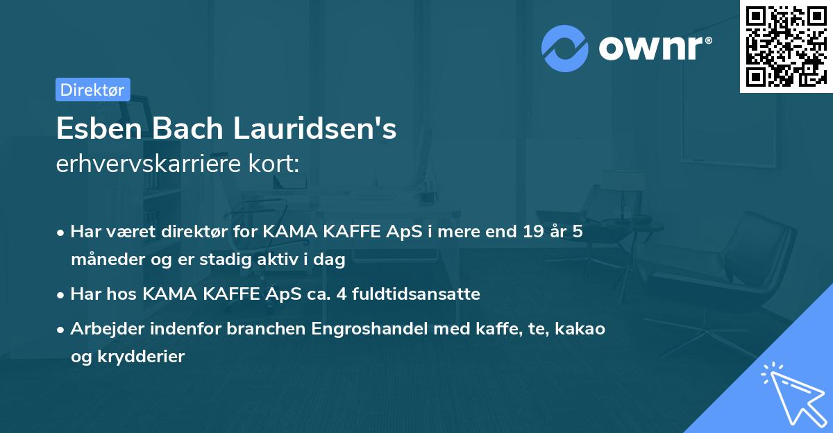 Esben Bach Lauridsen's erhvervskarriere kort