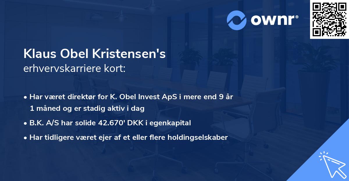 Klaus Obel Kristensen's erhvervskarriere kort