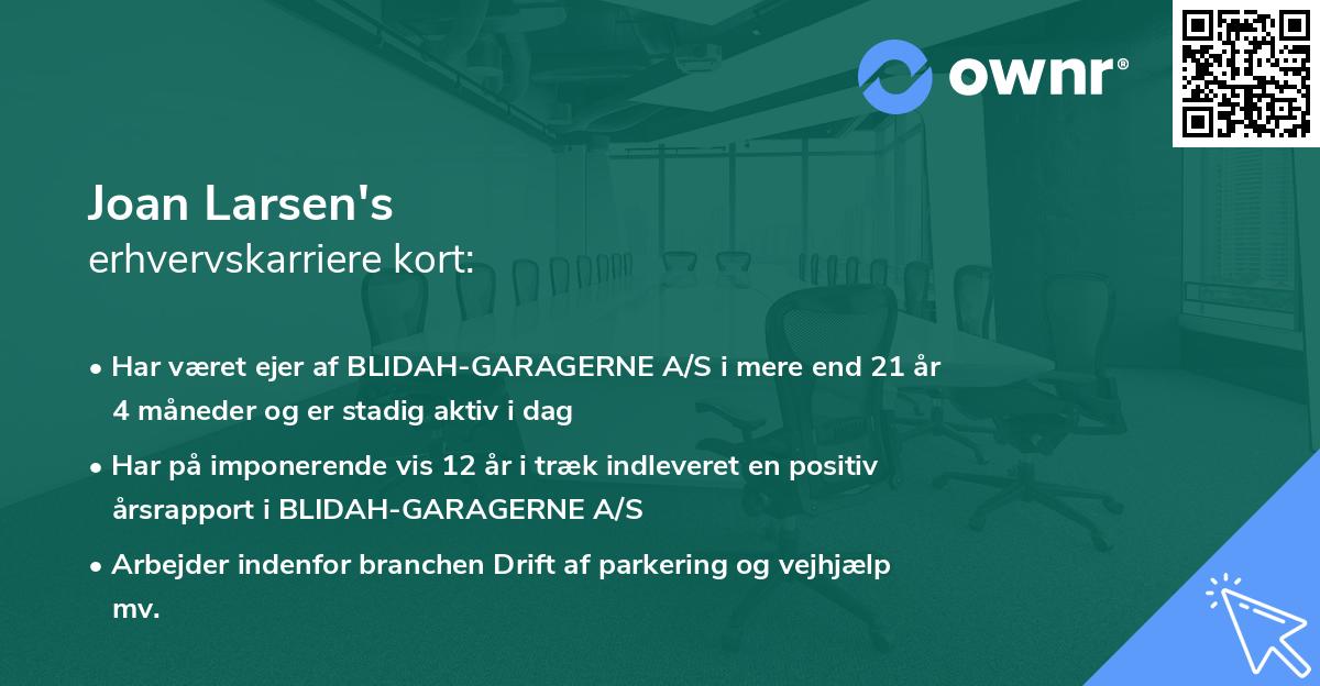 Joan Larsen's erhvervskarriere kort