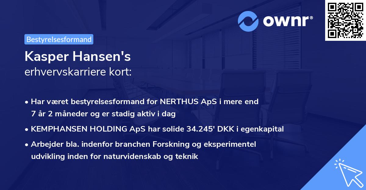 Kasper Hansen's erhvervskarriere kort