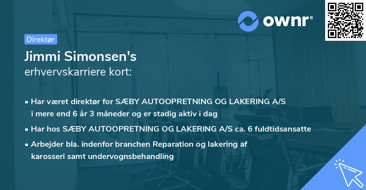 Jimmi Simonsen's erhvervskarriere kort
