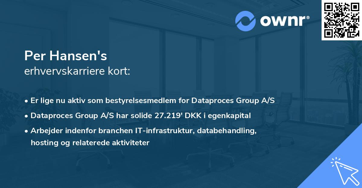 Per Hansen's erhvervskarriere kort