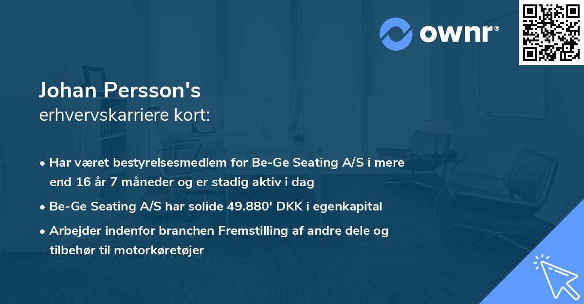 Johan Persson's erhvervskarriere kort