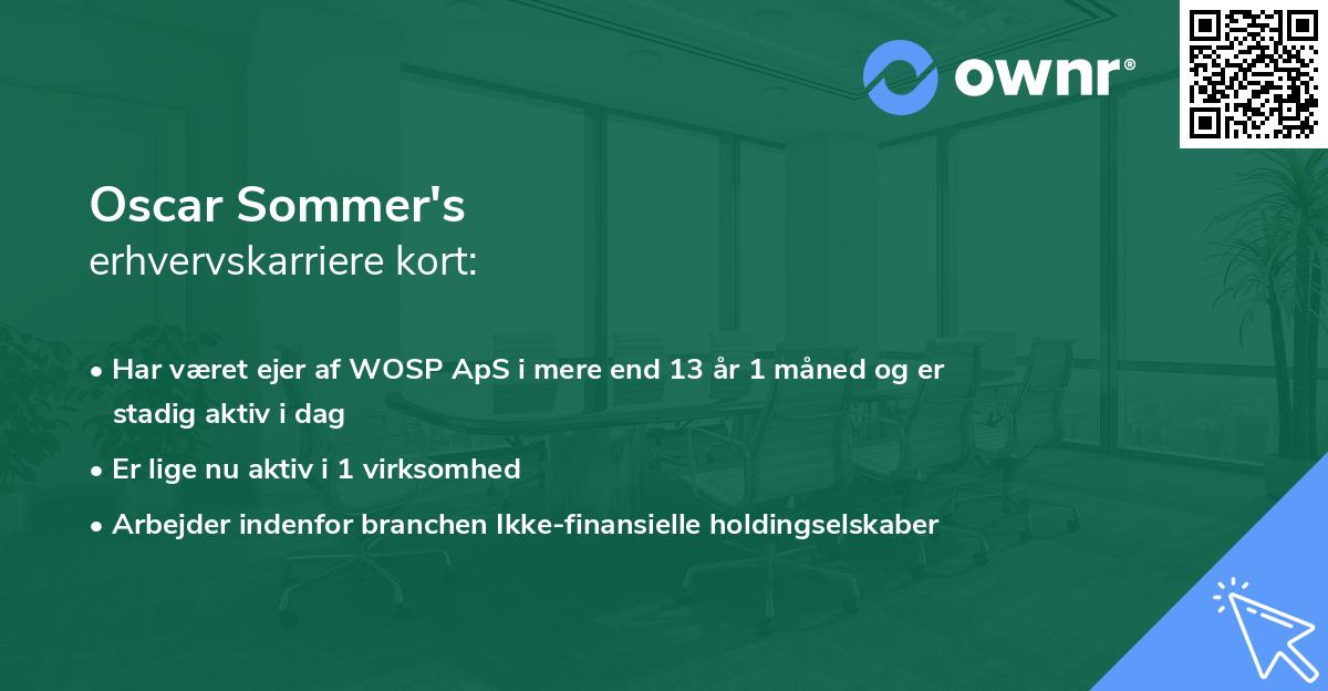 Oscar Sommer's erhvervskarriere kort