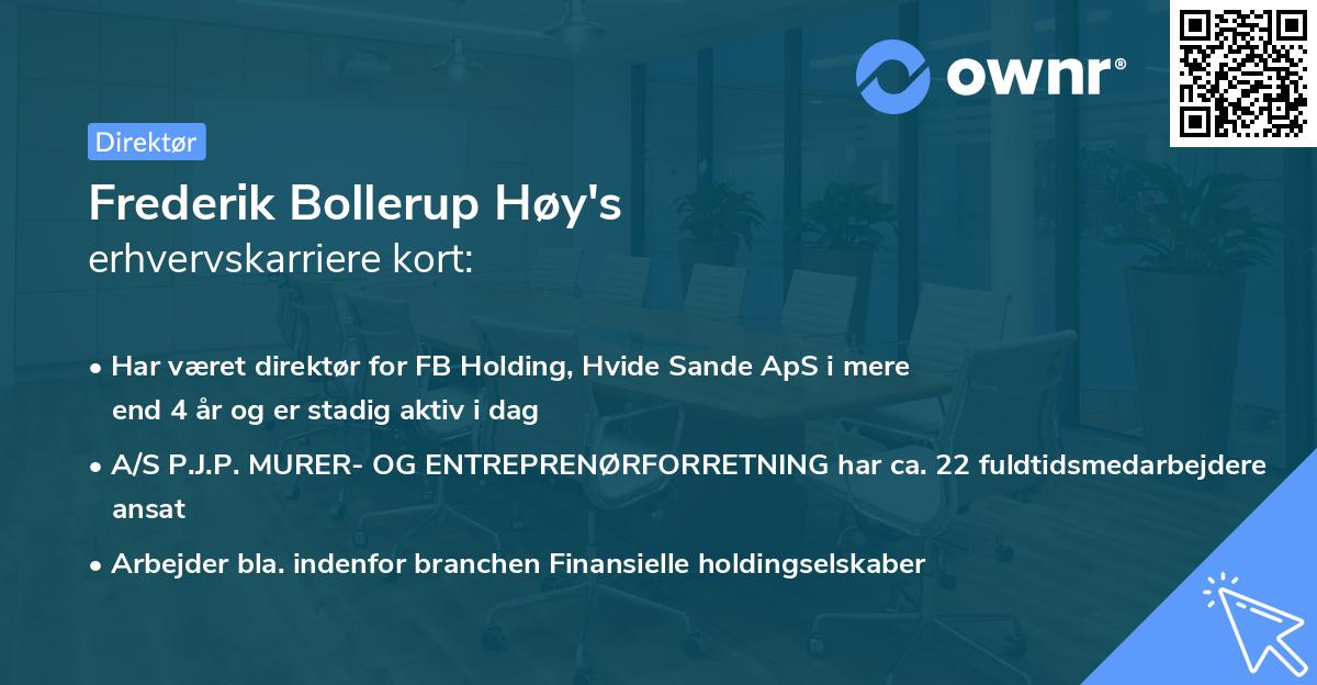 Frederik Bollerup Høy's erhvervskarriere kort