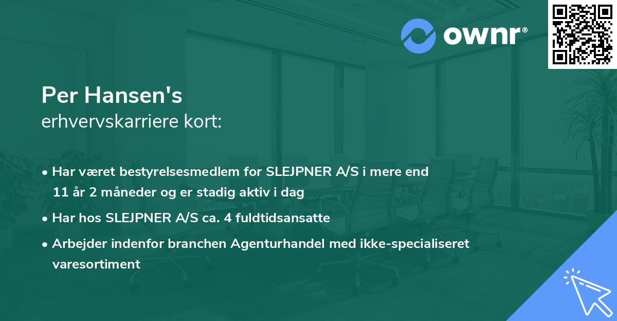 Per Hansen's erhvervskarriere kort