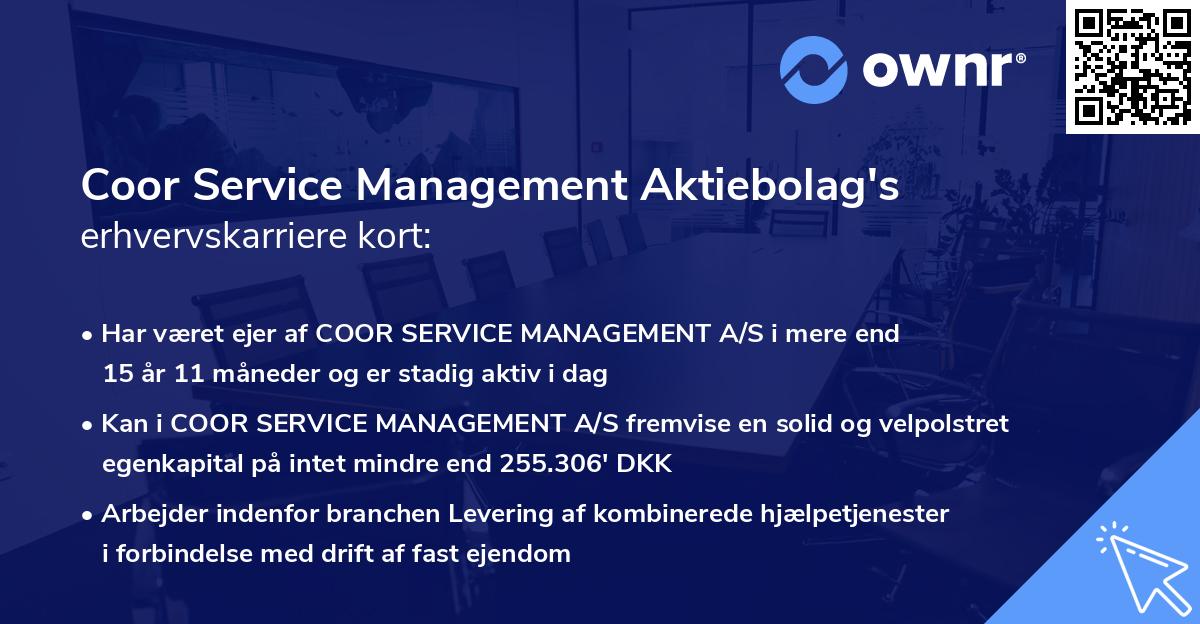 Coor Service Management Aktiebolag's erhvervskarriere kort