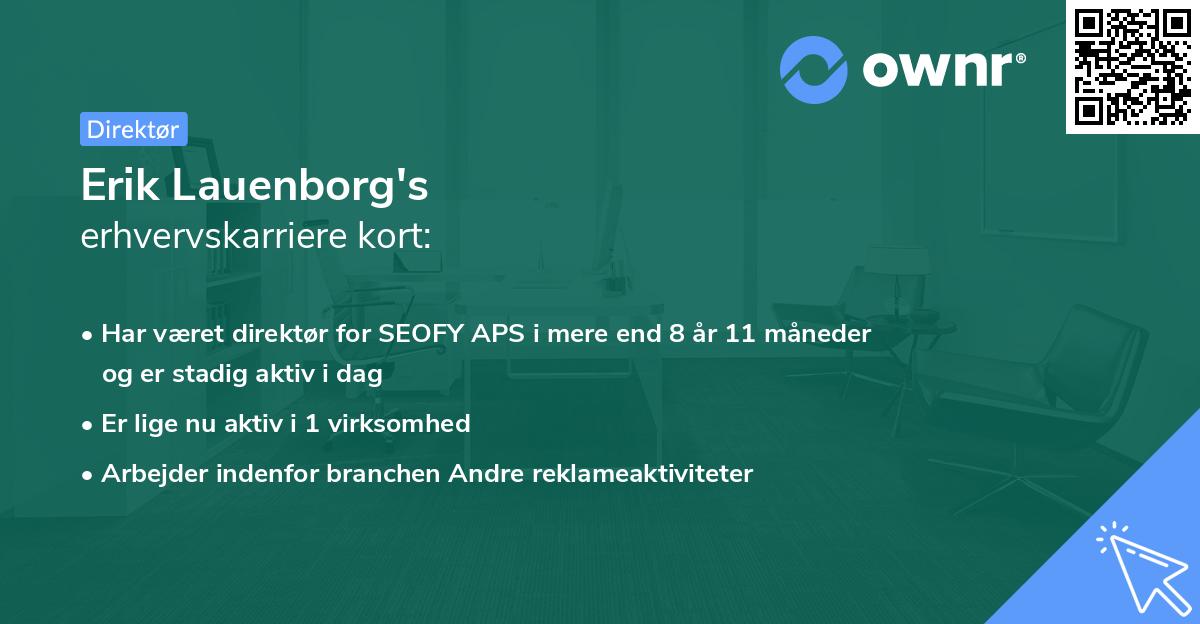 Erik Lauenborg's erhvervskarriere kort