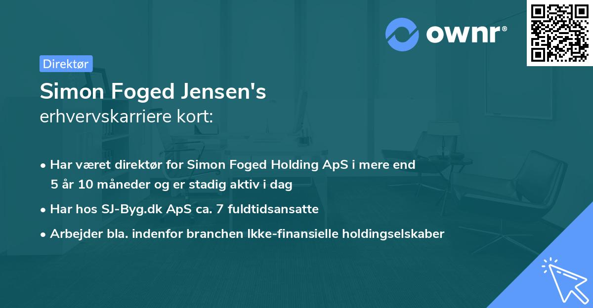 Simon Foged Jensen's erhvervskarriere kort