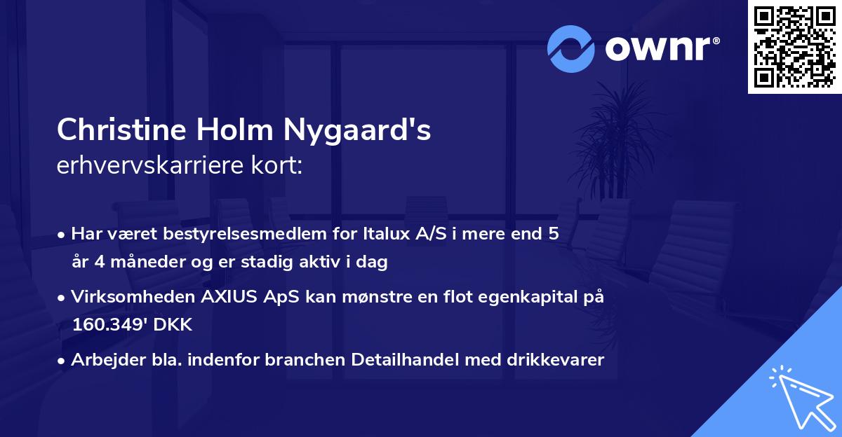 Christine Holm Nygaard's erhvervskarriere kort