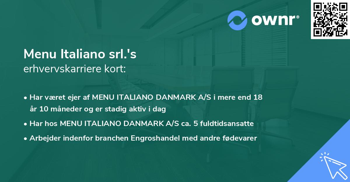 Menu Italiano srl.'s erhvervskarriere kort