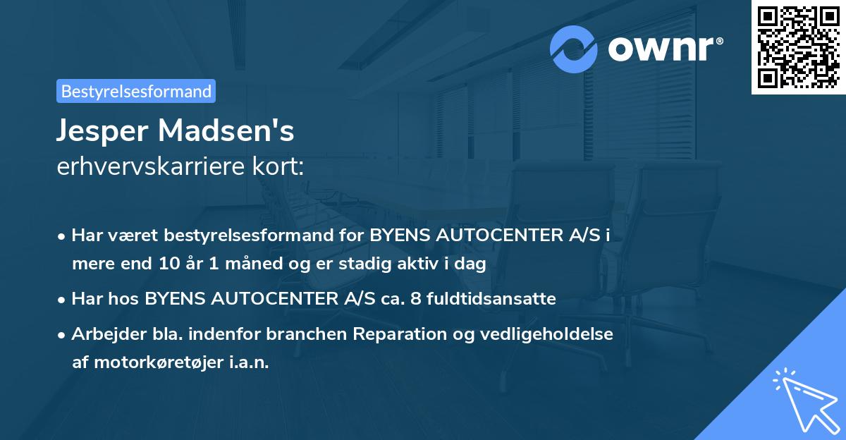 Jesper Madsen's erhvervskarriere kort