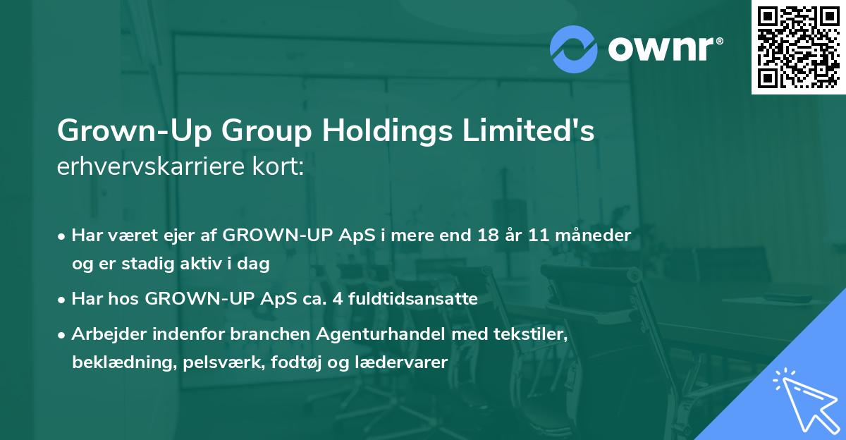 Grown-Up Group Holdings Limited's erhvervskarriere kort