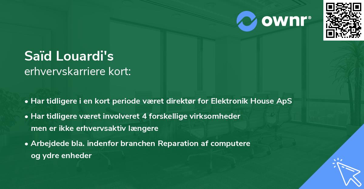 Saïd Louardi's erhvervskarriere kort
