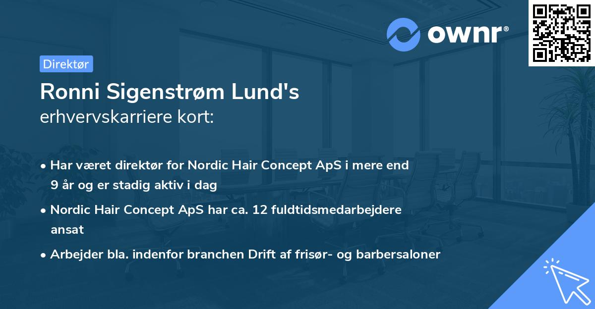 Ronni Sigenstrøm Lund's erhvervskarriere kort