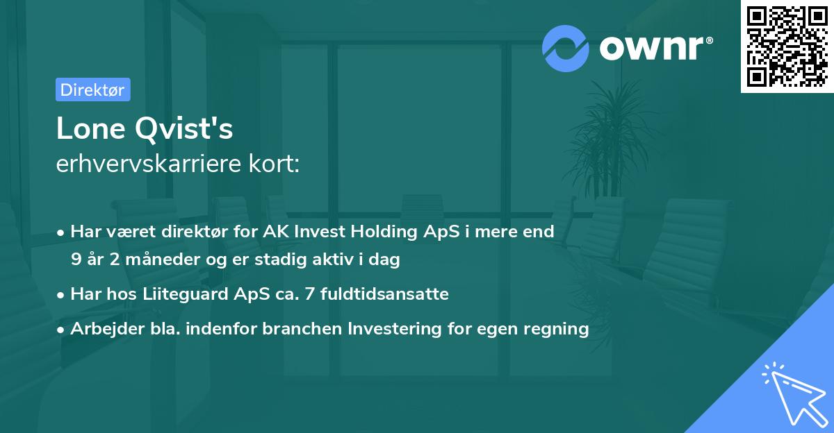 Lone Qvist's erhvervskarriere kort