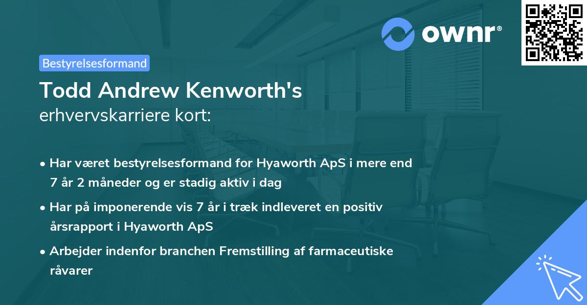 Todd Andrew Kenworth's erhvervskarriere kort