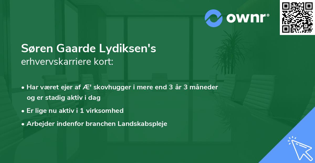 Søren Gaarde Lydiksen's erhvervskarriere kort