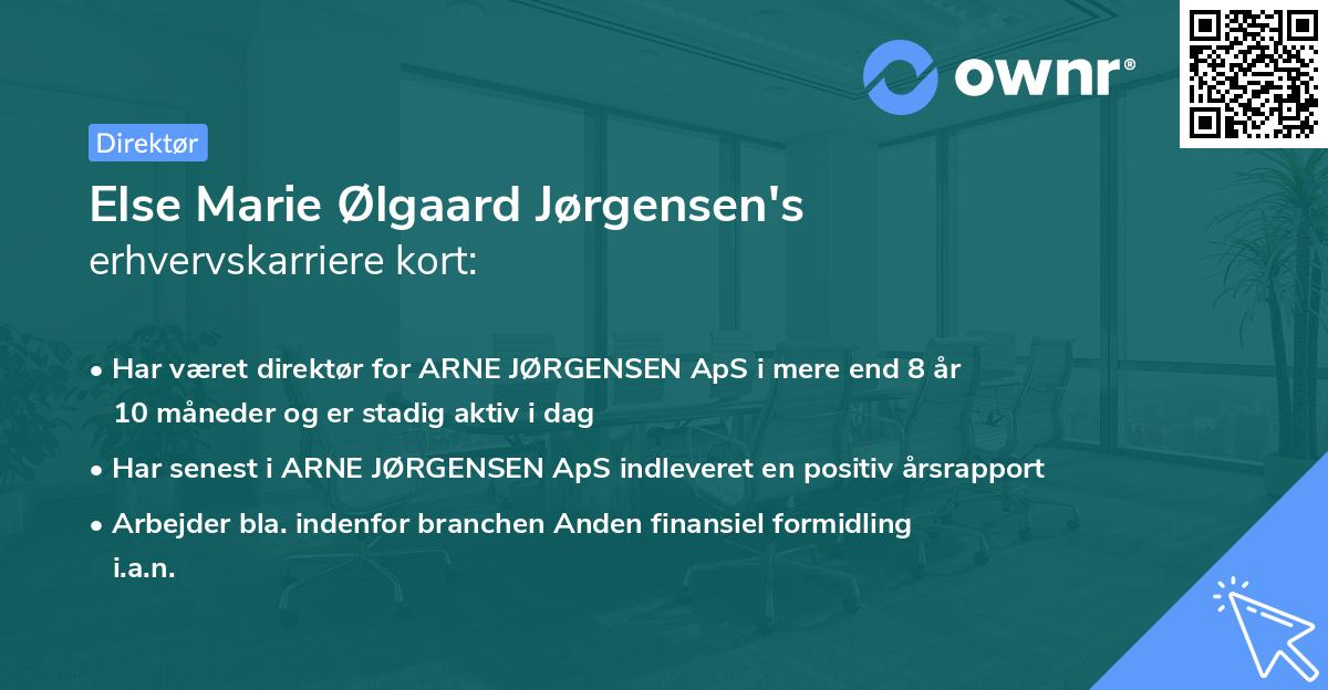 Else Marie Ølgaard Jørgensen's erhvervskarriere kort