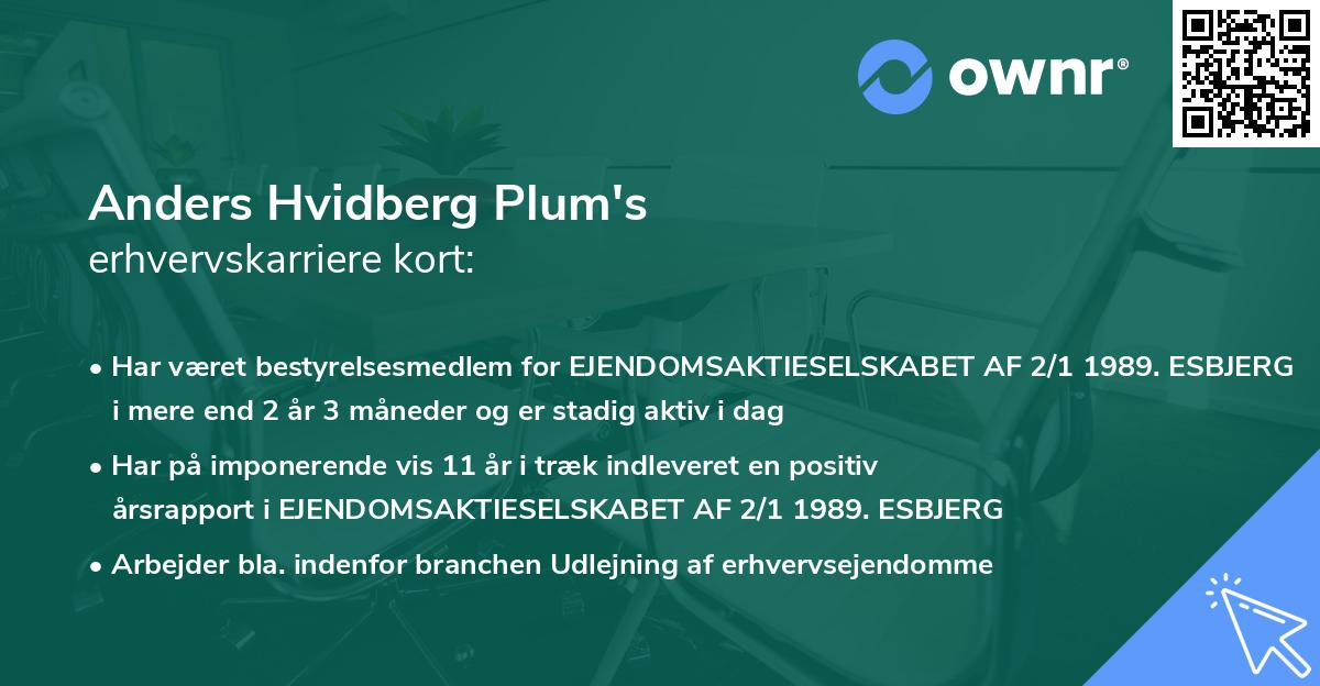Anders Hvidberg Plum's erhvervskarriere kort