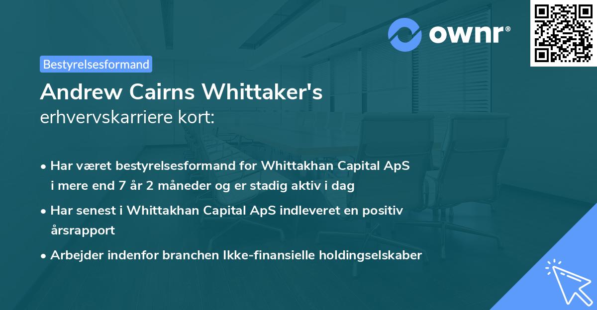 Andrew Cairns Whittaker's erhvervskarriere kort