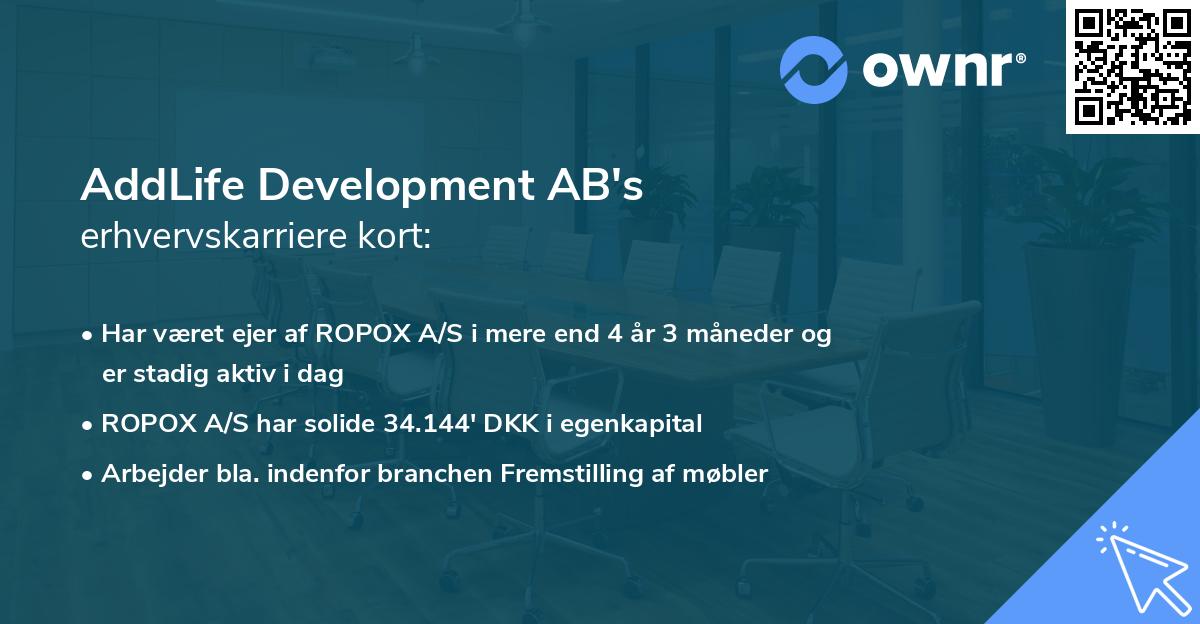 AddLife Development AB's erhvervskarriere kort