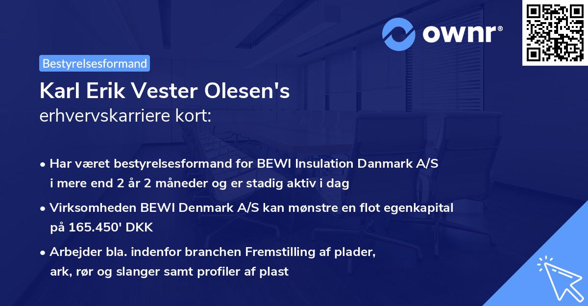 Karl Erik Vester Olesen's erhvervskarriere kort