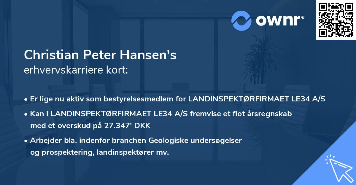 Christian Peter Hansen's erhvervskarriere kort