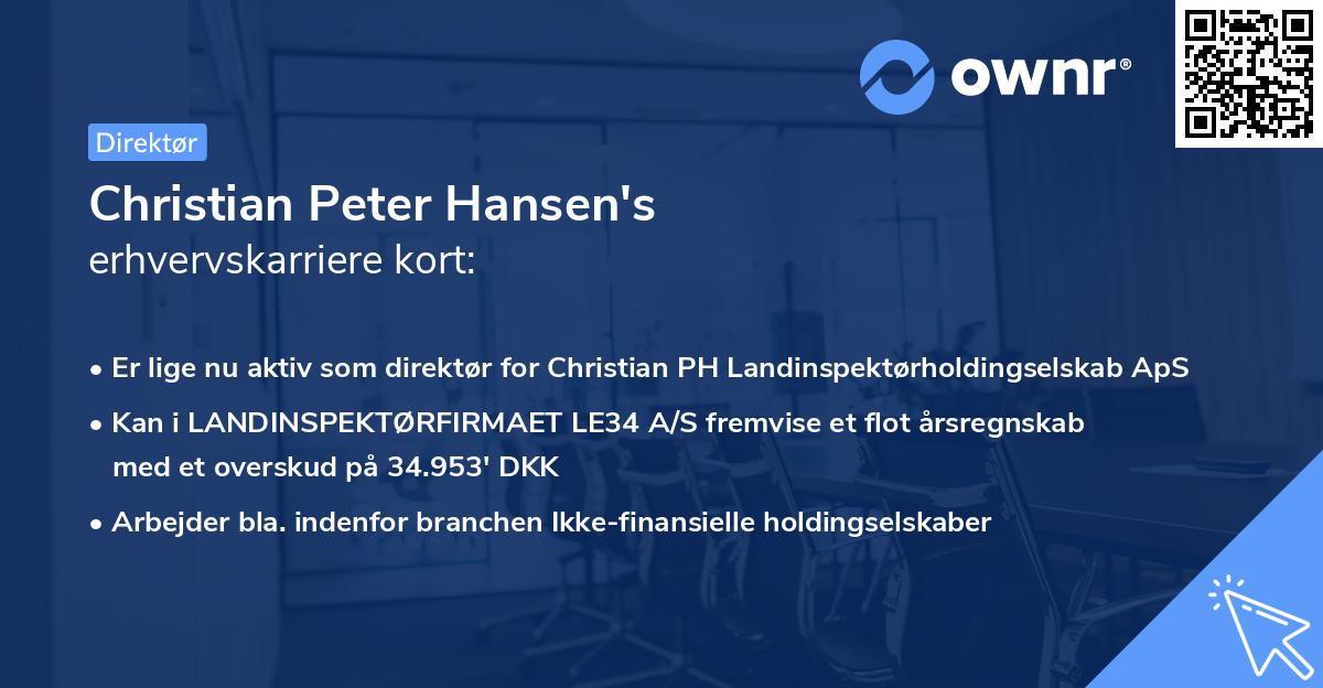 Christian Peter Hansen's erhvervskarriere kort