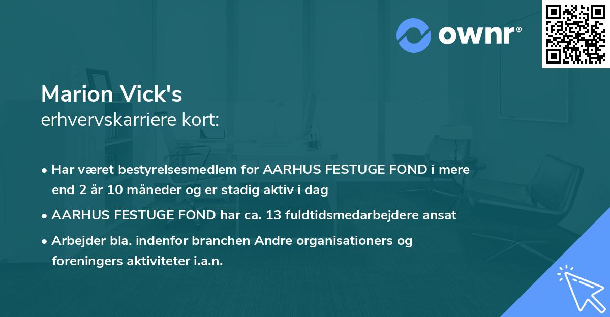 Marion Vick's erhvervskarriere kort