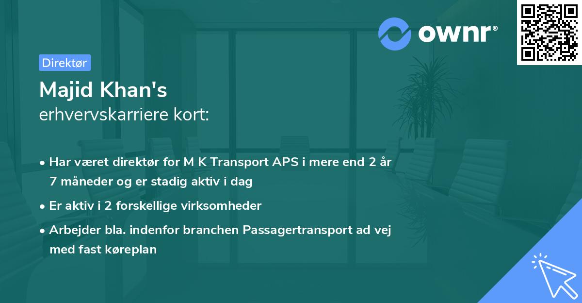 Majid Khan's erhvervskarriere kort