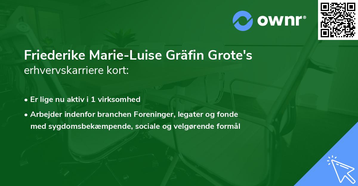 Friederike Marie-Luise Gräfin Grote's erhvervskarriere kort