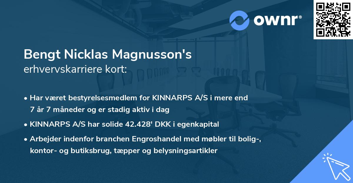 Bengt Nicklas Magnusson's erhvervskarriere kort