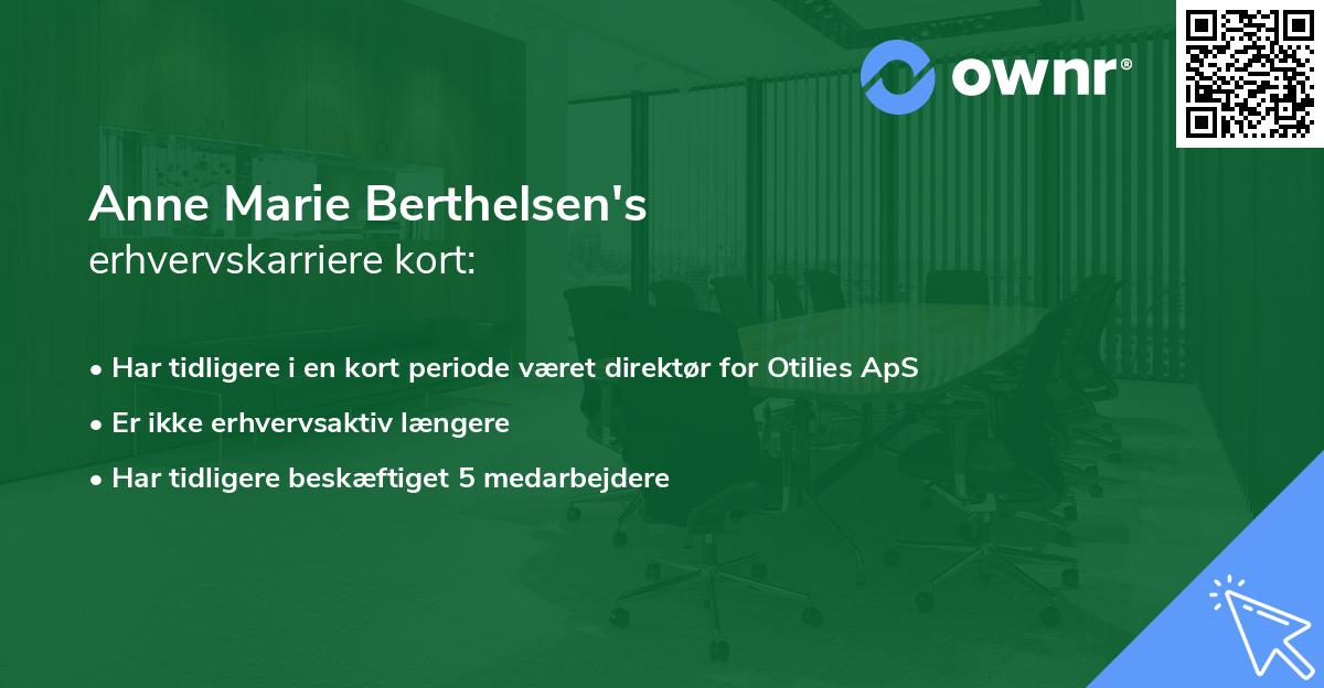Anne Marie Berthelsen's erhvervskarriere kort
