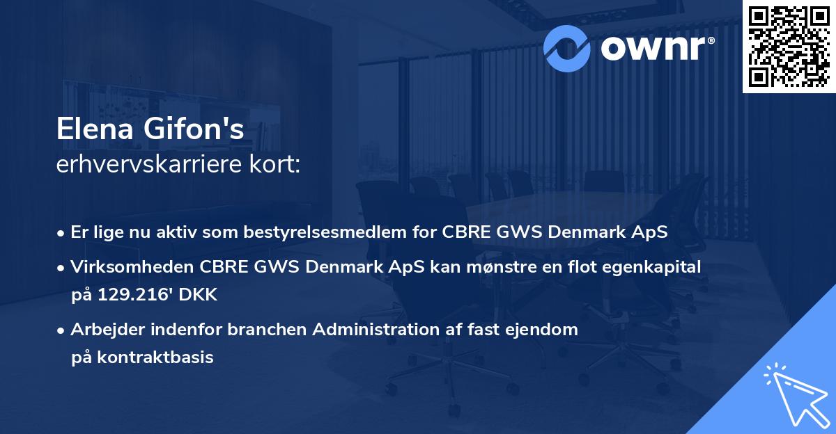 Elena Gifon's erhvervskarriere kort