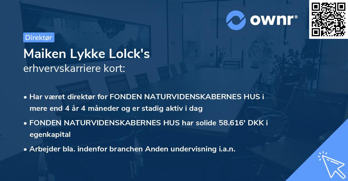 Maiken Lykke Lolck's erhvervskarriere kort