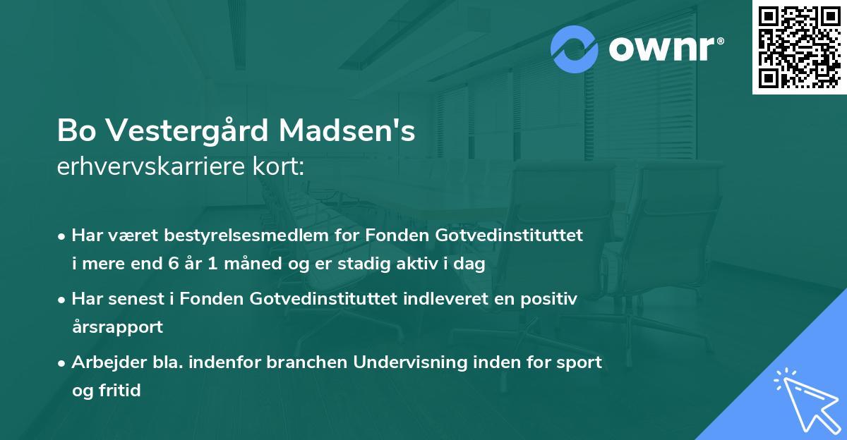 Bo Vestergård Madsen's erhvervskarriere kort