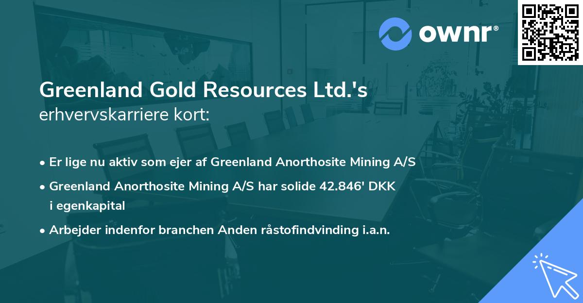 Greenland Gold Resources Ltd.'s erhvervskarriere kort