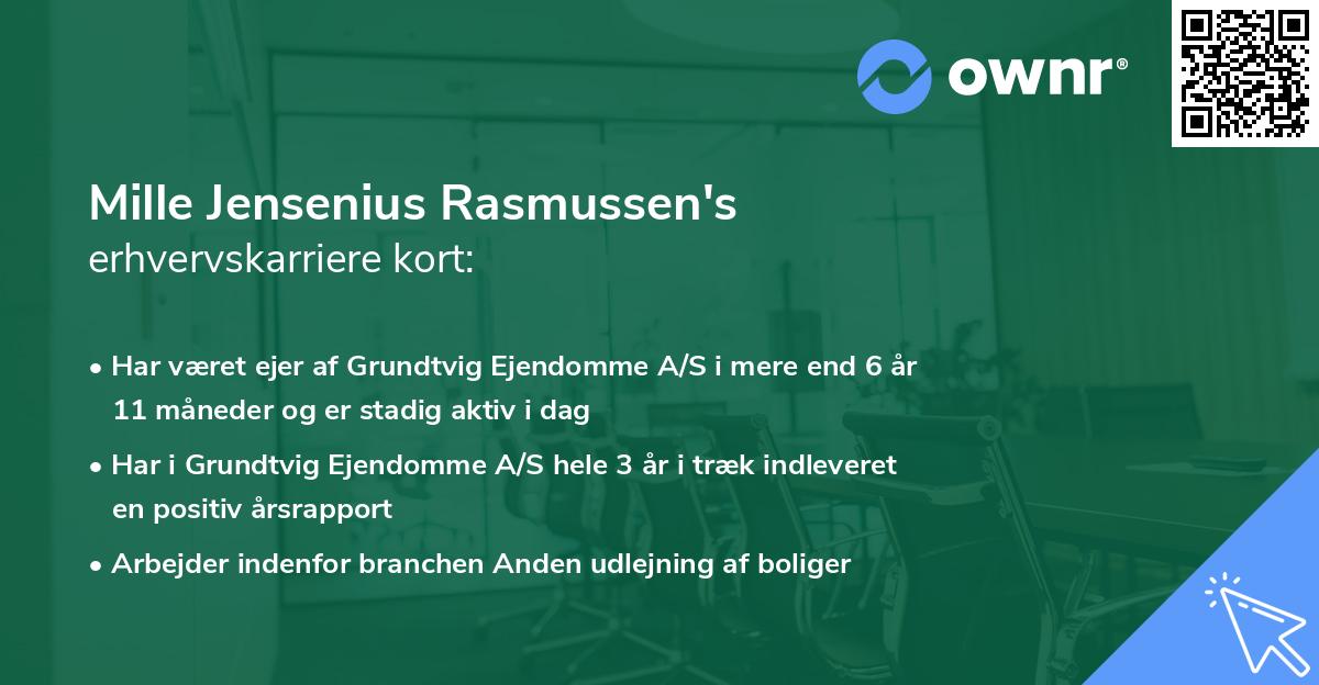 Mille Jensenius Rasmussen's erhvervskarriere kort