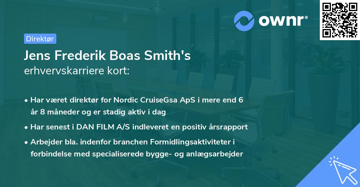 Jens Frederik Boas Smith's erhvervskarriere kort