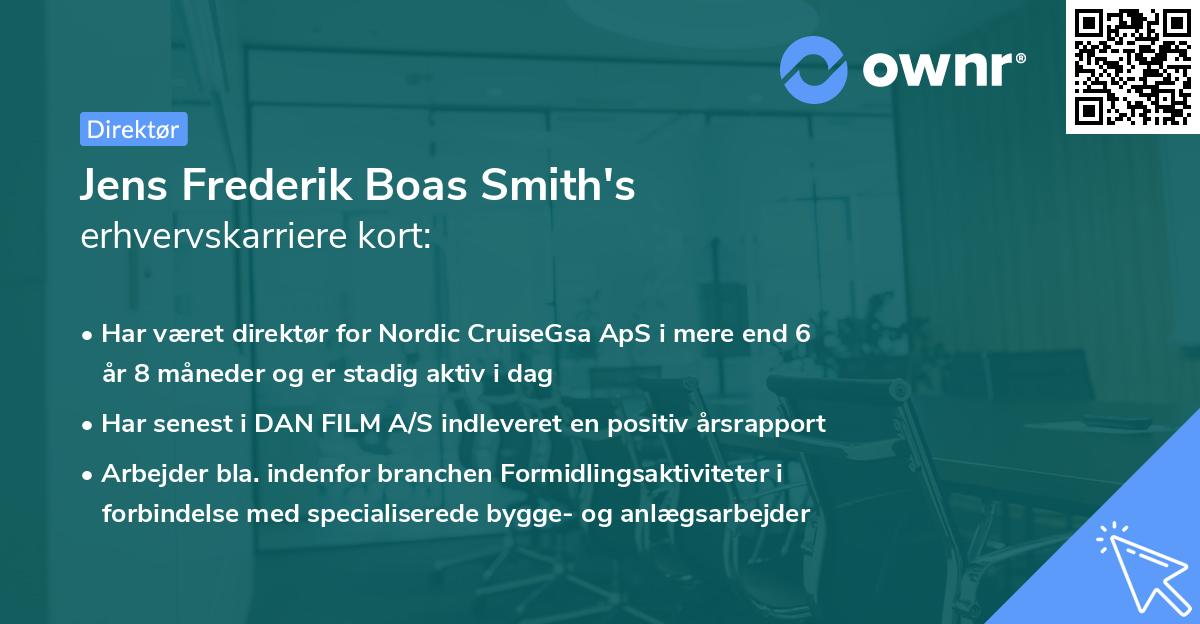Jens Frederik Boas Smith's erhvervskarriere kort