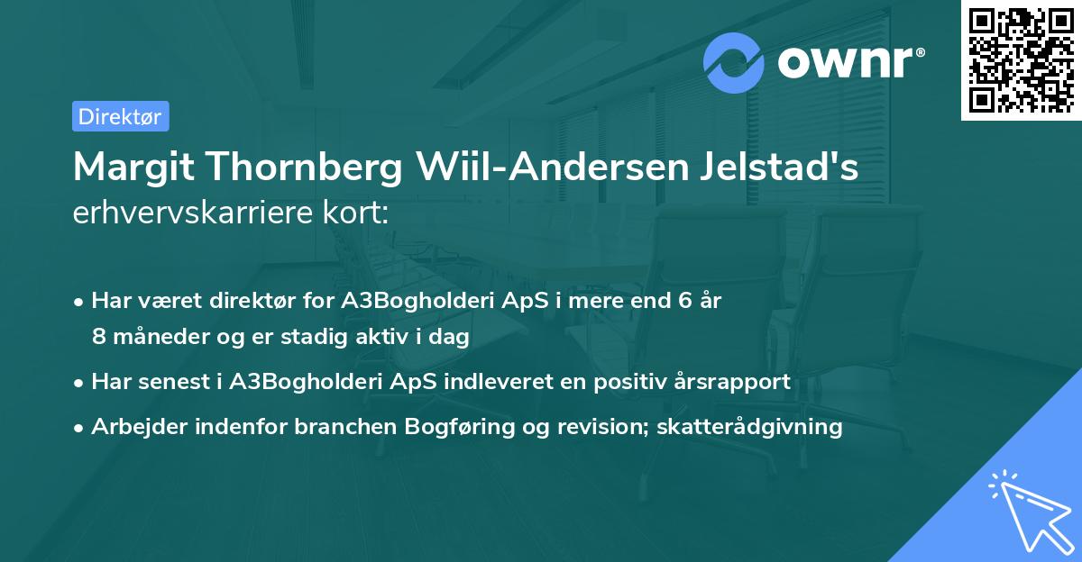 Margit Thornberg Wiil-Andersen Jelstad's erhvervskarriere kort