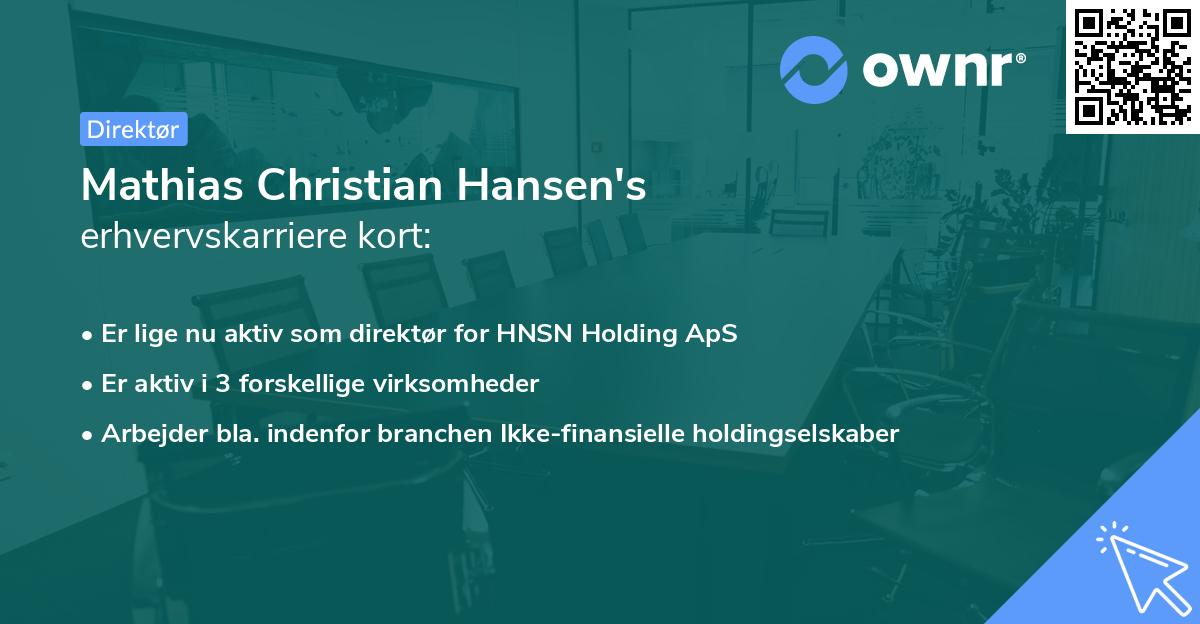 Mathias Christian Hansen's erhvervskarriere kort
