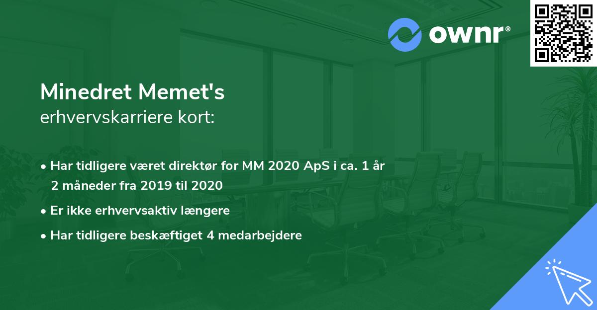 Minedret Memet's erhvervskarriere kort