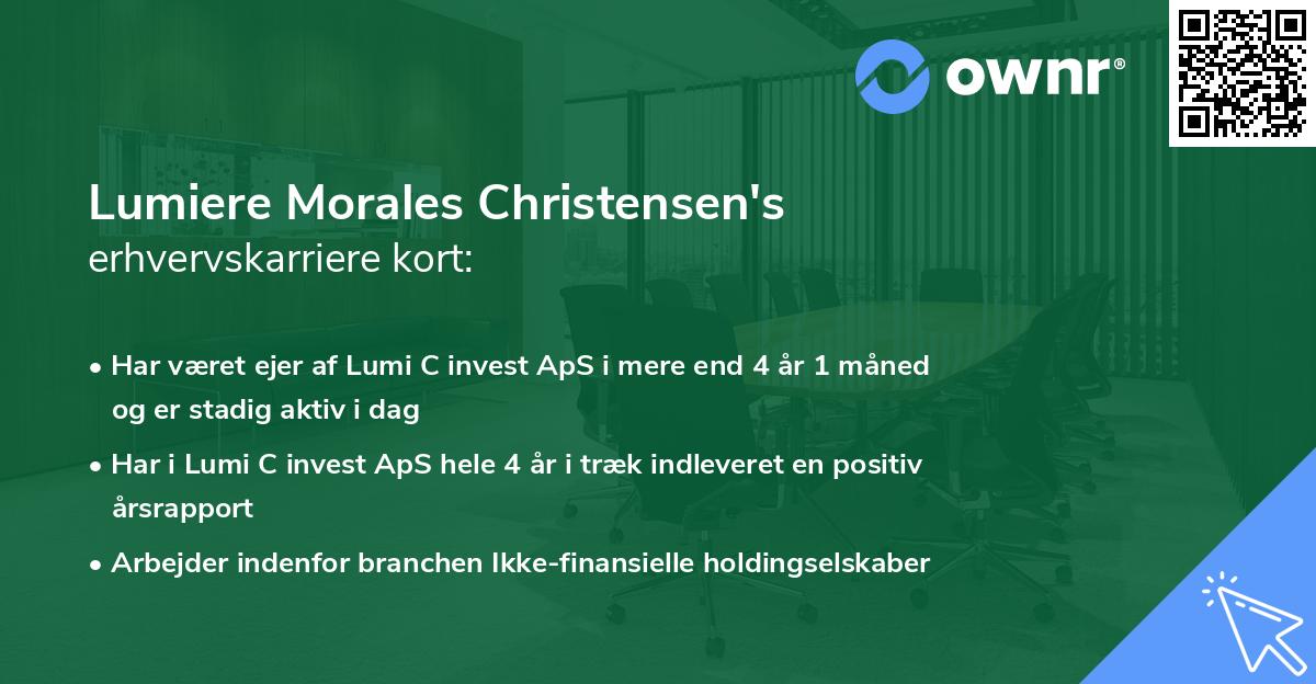 Lumiere Morales Christensen's erhvervskarriere kort