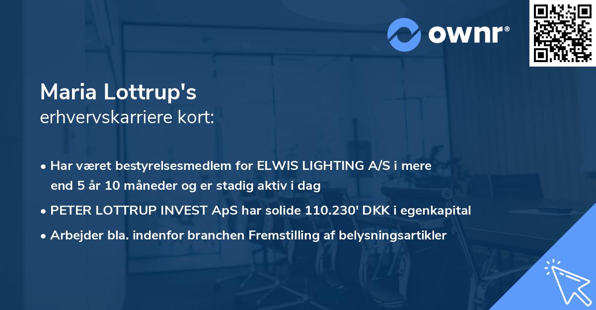 Maria Lottrup's erhvervskarriere kort