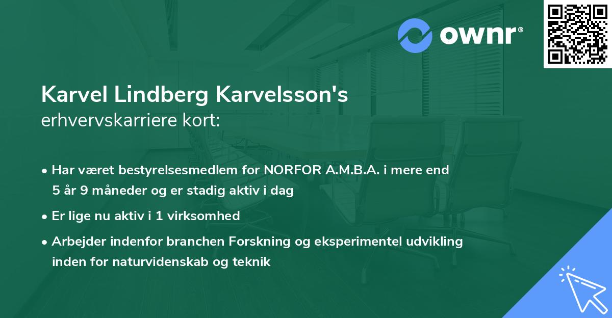 Karvel Lindberg Karvelsson's erhvervskarriere kort