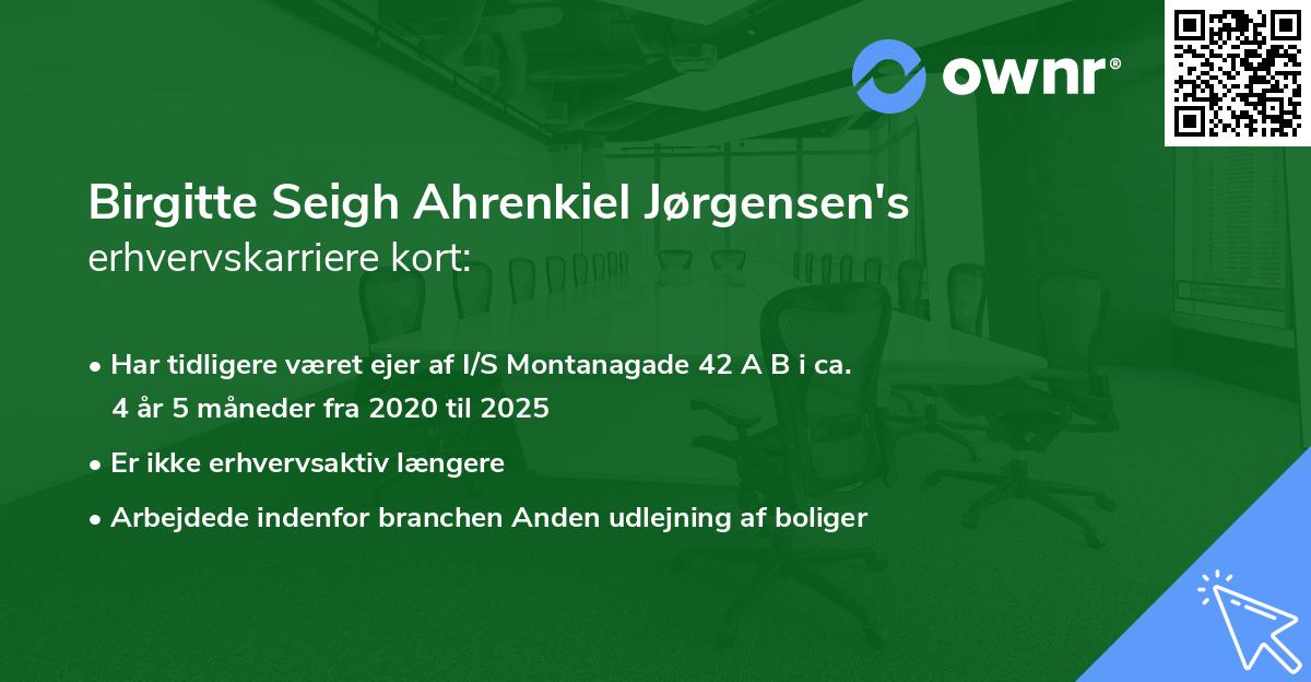 Birgitte Seigh Ahrenkiel Jørgensen's erhvervskarriere kort